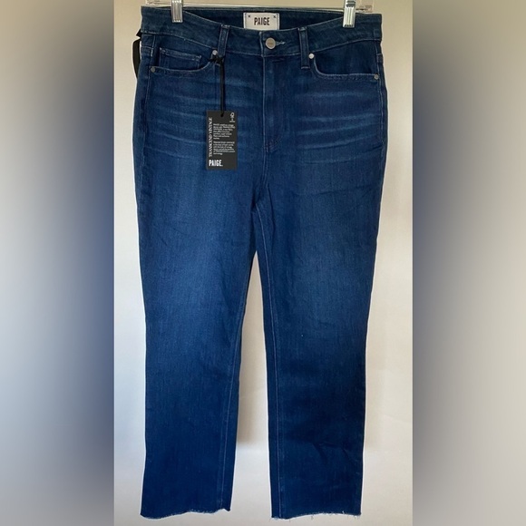 Paige Cindy High Waist Ankle Straight Leg Raw Edge Hem Jeans Size 29 Petite - Picture 2 of 14